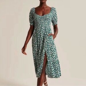 Abercrombie & Fitch Green Floral Midi Dress